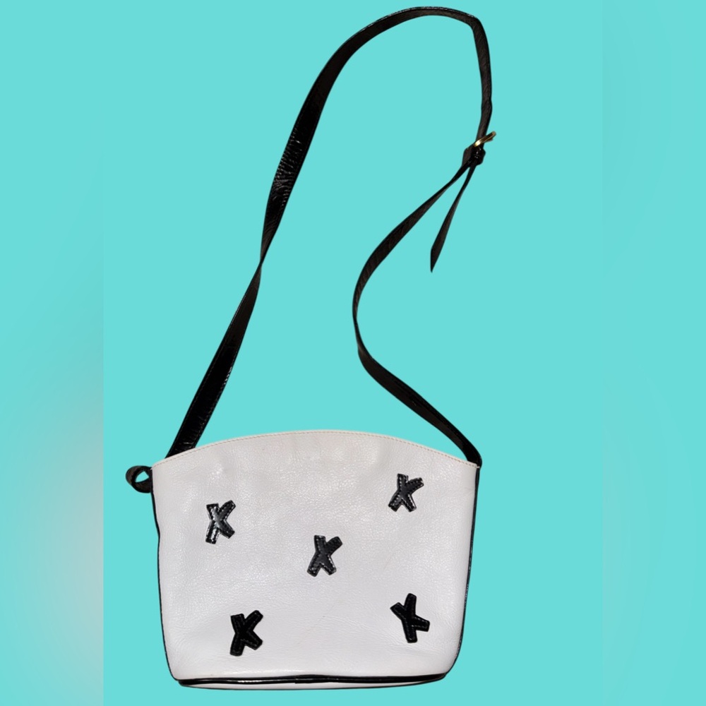 Paloma Picasso Small White and Black Crossbody Bag Purse Vintage and RARE